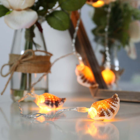 10 Real Shell Warm White LED Battery Fairy Lights