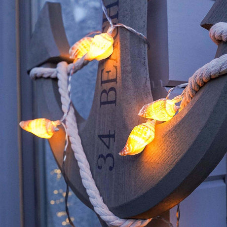 10 Real Shell Warm White LED Battery Fairy Lights