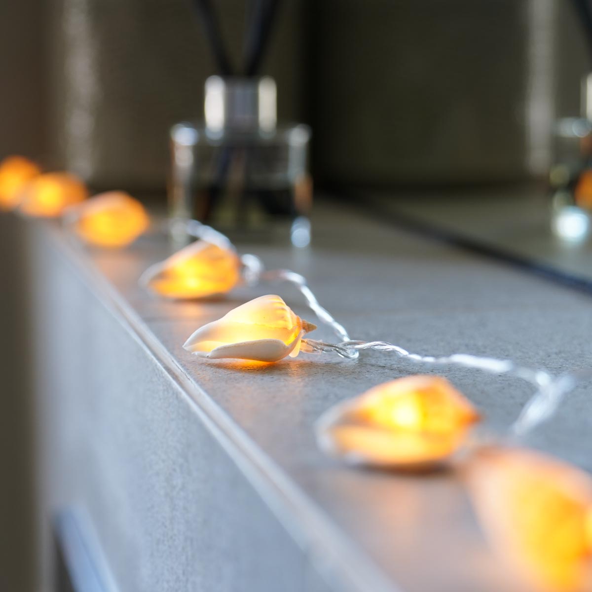 10 Real Shell Warm White LED Battery Fairy Lights