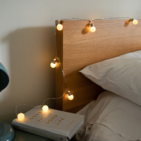 10 Mini Frosted Bulb Battery Festoon Lights 1.3m