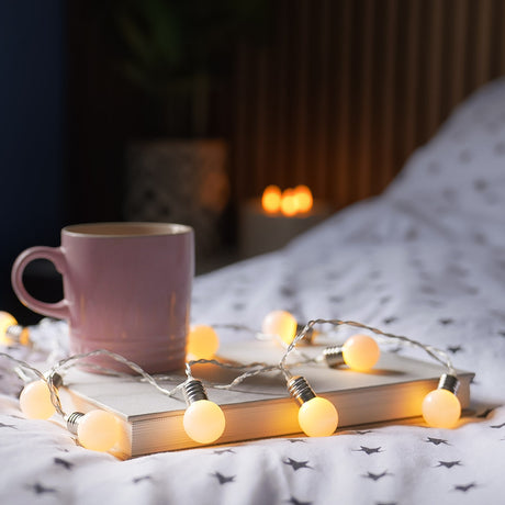 10 Mini Frosted Bulb Battery Festoon Lights 1.3m