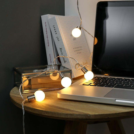 10 Mini Frosted Bulb Battery Festoon Lights 1.3m
