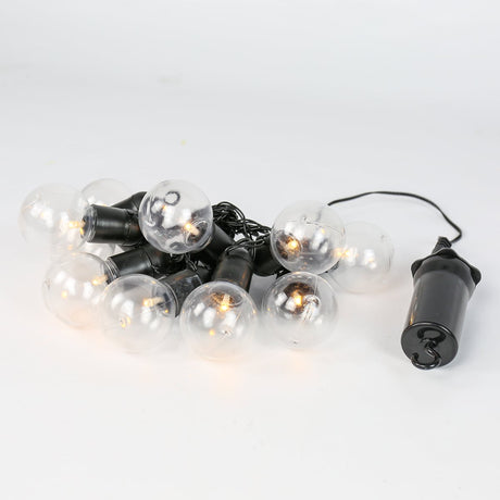 10 Warm White Outdoor Battery Festoon Lights Clear Bulbs