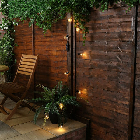 10 Warm White Outdoor Battery Festoon Lights Clear Bulbs