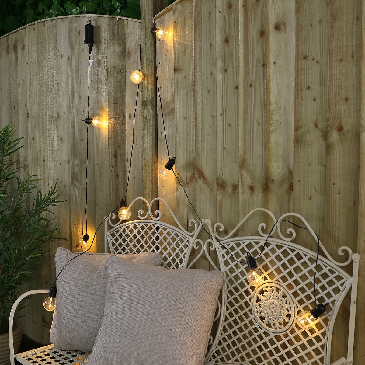 10 Warm White Outdoor Battery Festoon Lights Clear Bulbs