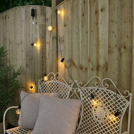 10 Warm White Outdoor Battery Festoon Lights Clear Bulbs