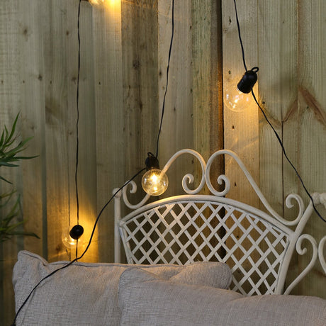 10 Warm White Outdoor Battery Festoon Lights Clear Bulbs