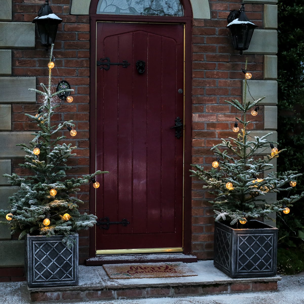 10 Warm White Outdoor Battery Festoon Lights Clear Bulbs