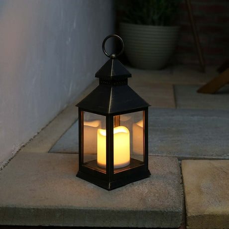 Outdoor Battery Flickering Candle Lantern, 24cm