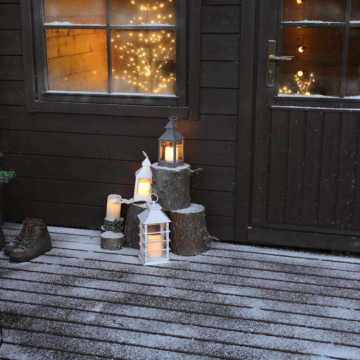 Outdoor Battery Flickering Candle Lantern, 24cm