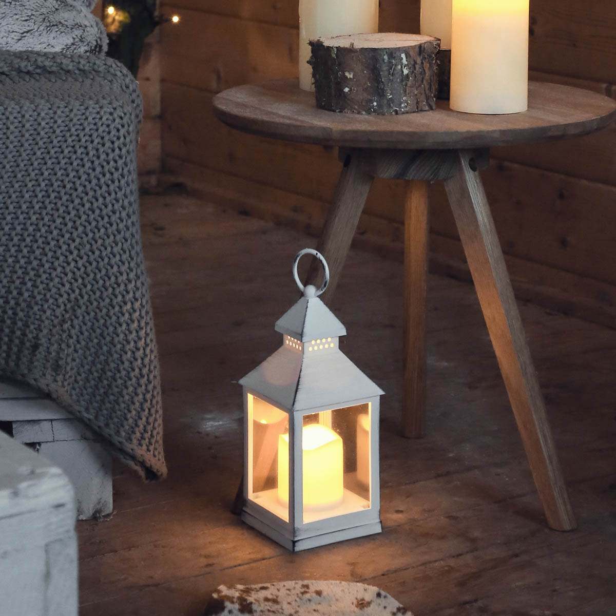 Outdoor Battery Flickering Candle Lantern, 24cm