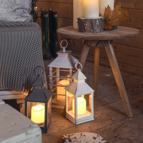 Outdoor Battery Flickering Candle Lantern, 24cm
