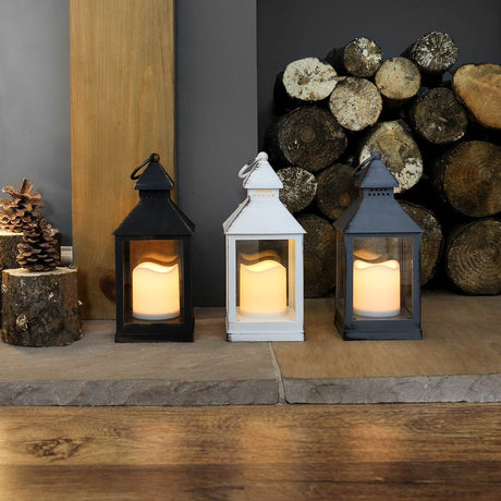 Outdoor Battery Flickering Candle Lantern, 24cm