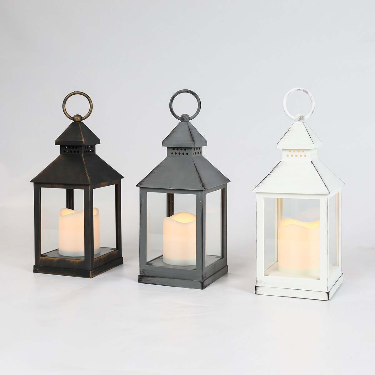 Outdoor Battery Flickering Candle Lantern, 24cm
