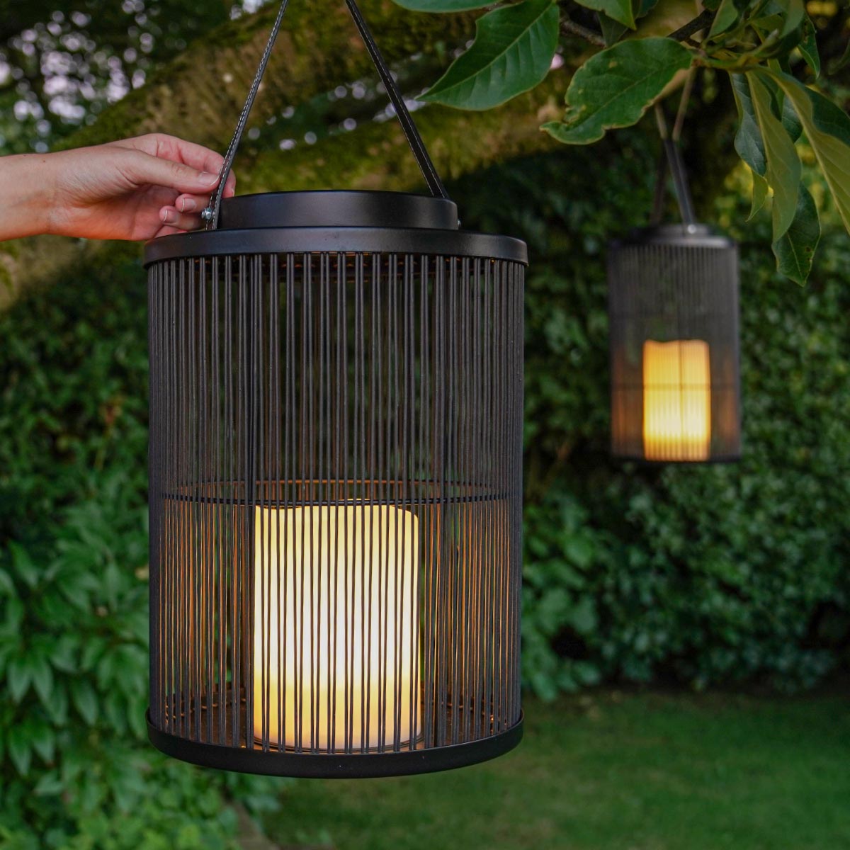 Indoor & Outdoor Battery Alta Candle Lantern, Black