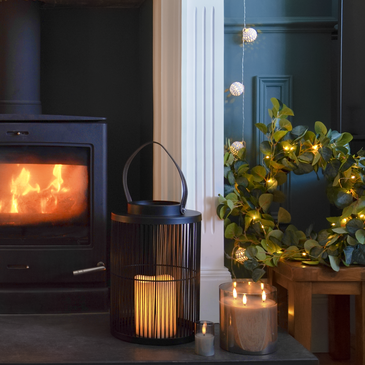 Indoor & Outdoor Battery Alta Candle Lantern, Black
