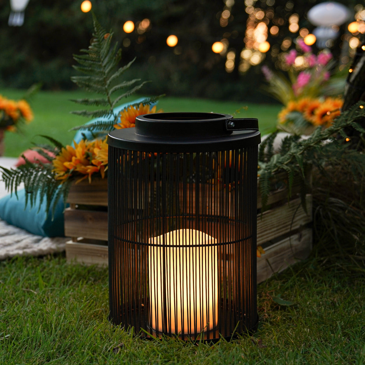 Indoor & Outdoor Battery Alta Candle Lantern, Black