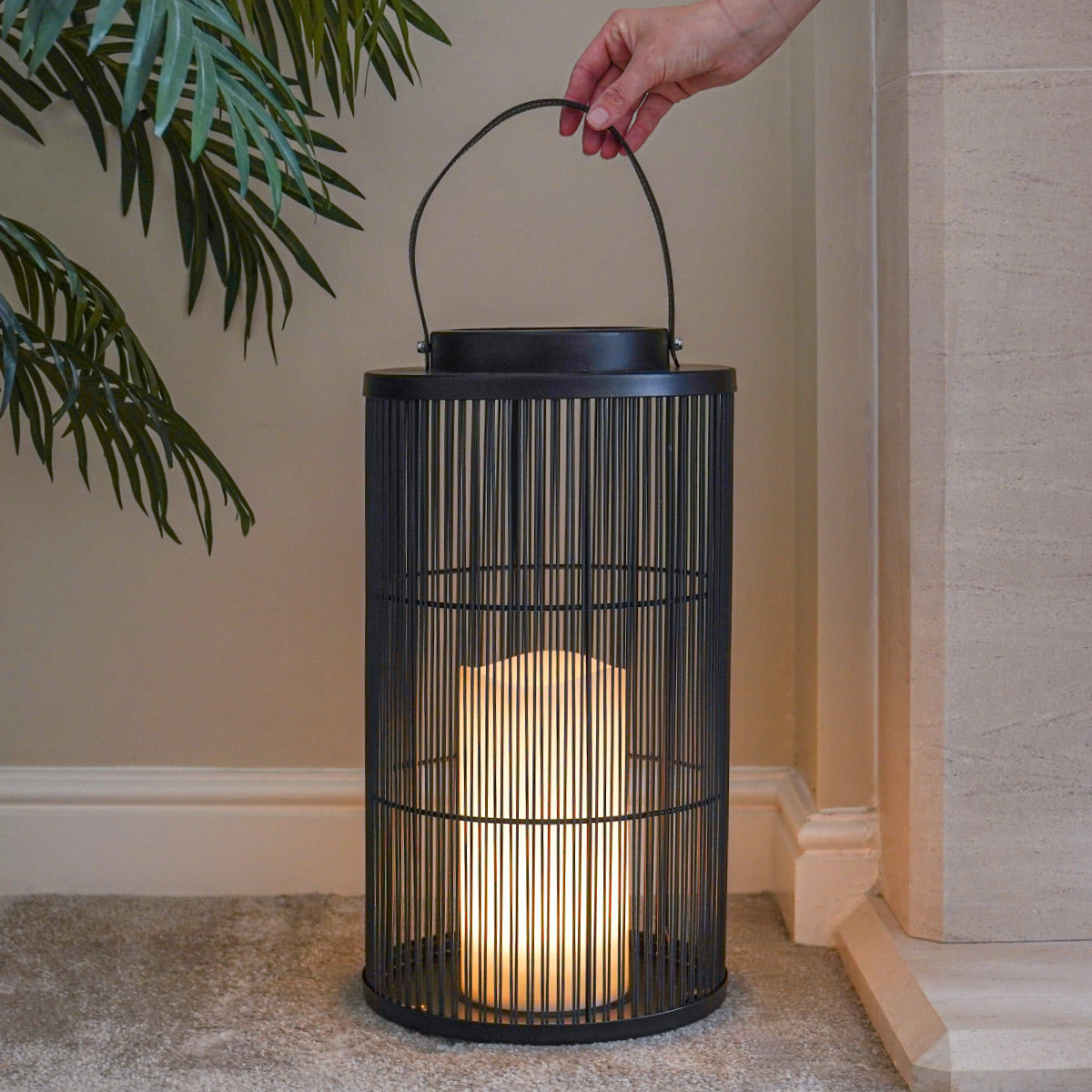 Indoor & Outdoor Battery Alta Candle Lantern, Black