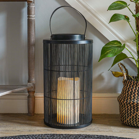 Indoor & Outdoor Battery Alta Candle Lantern, Black