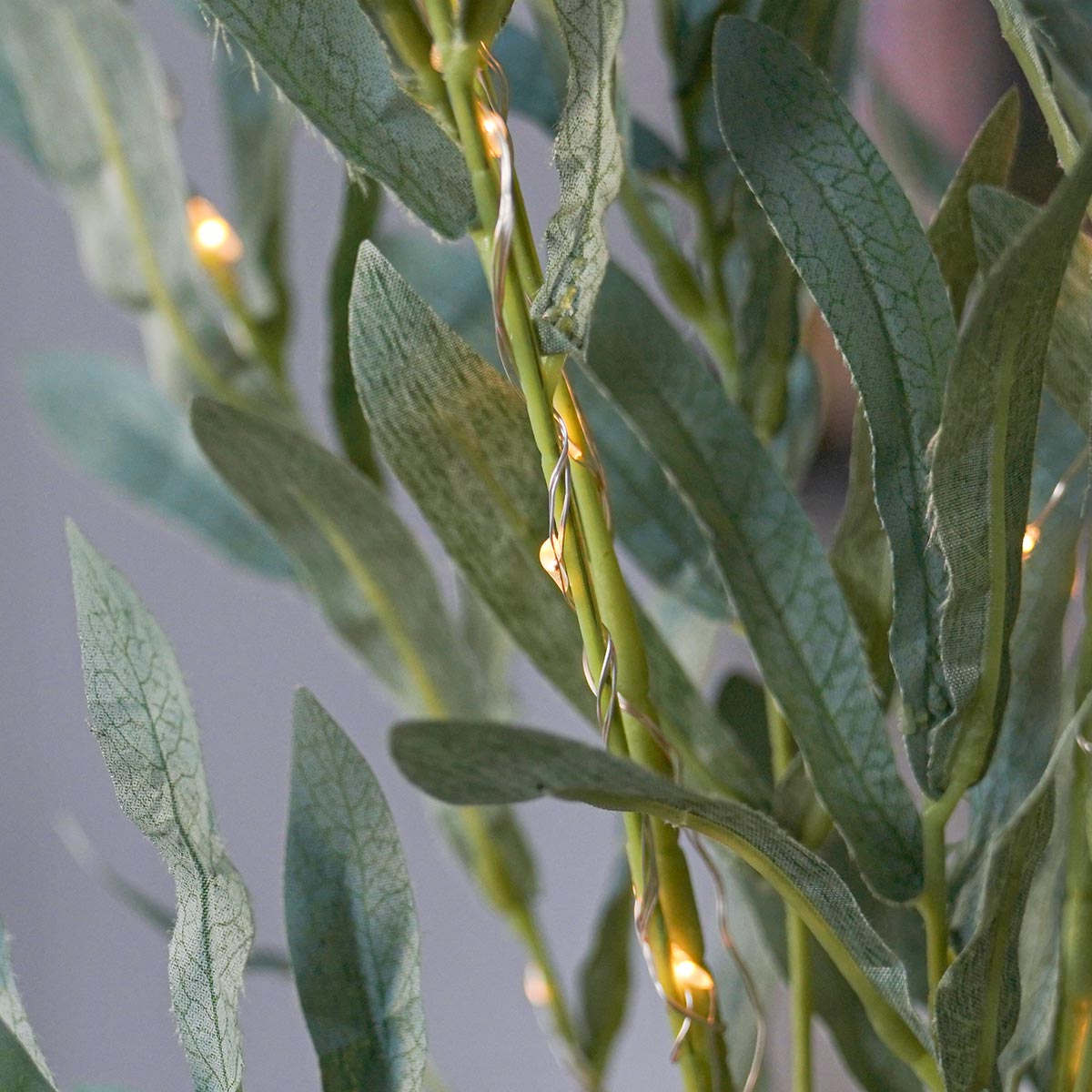 3 Battery Olive Leaf Branch Lights 60 Warm White LEDs