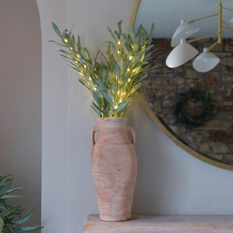3 Battery Olive Leaf Branch Lights 60 Warm White LEDs