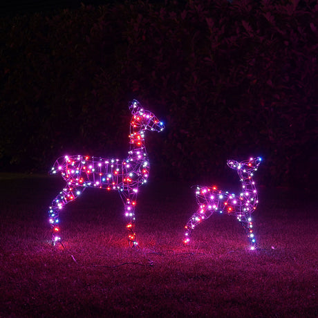 Doe & Fawn Connectable Outdoor Light up Reindeer with Remote Control - Adjustable Colours