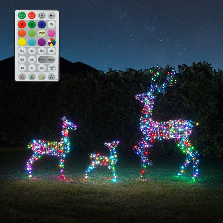 Doe & Fawn Connectable Outdoor Light up Reindeer with Remote Control - Adjustable Colours