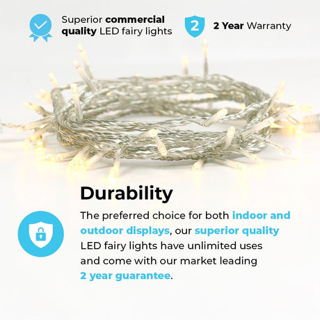 ConnectGo® Outdoor Fairy Lights, Connectable, Clear Cable