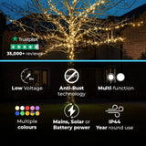 ConnectGo® Outdoor LED Fairy Lights, Connectable, Dark Green Cable