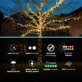 ConnectGo® Outdoor LED Fairy Lights, Connectable, Dark Green Cable