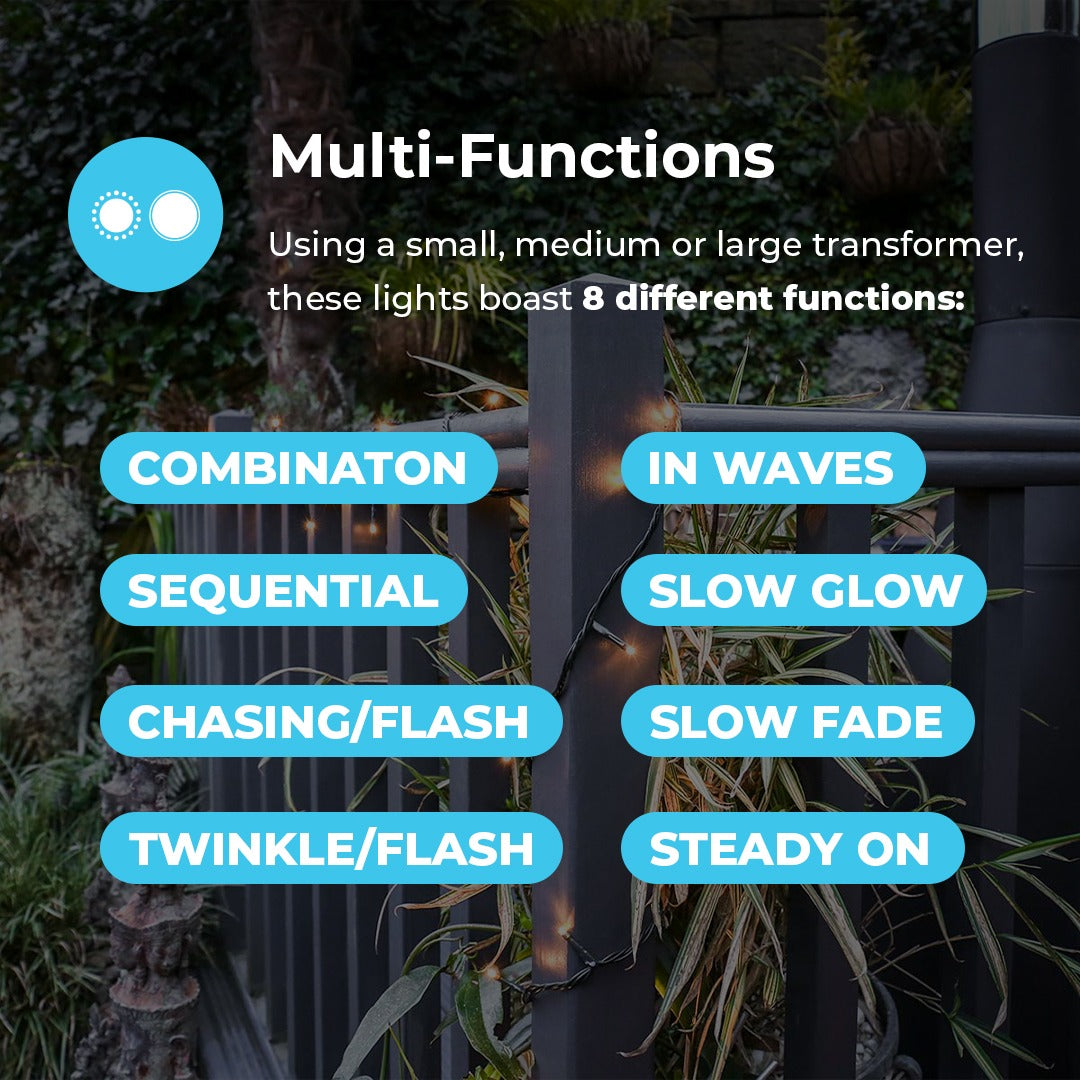 ConnectGo® Outdoor LED Fairy Lights, Connectable, Dark Green Cable