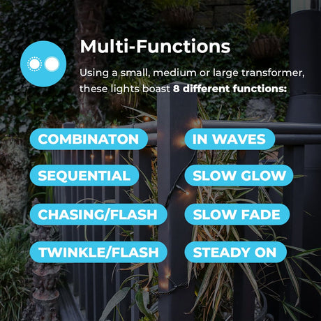 ConnectGo® Outdoor LED Fairy Lights, Connectable, Dark Green Cable