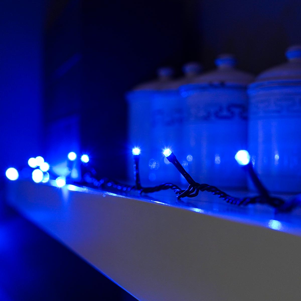 ConnectGo® Outdoor LED Fairy Lights, Connectable, Dark Green Cable