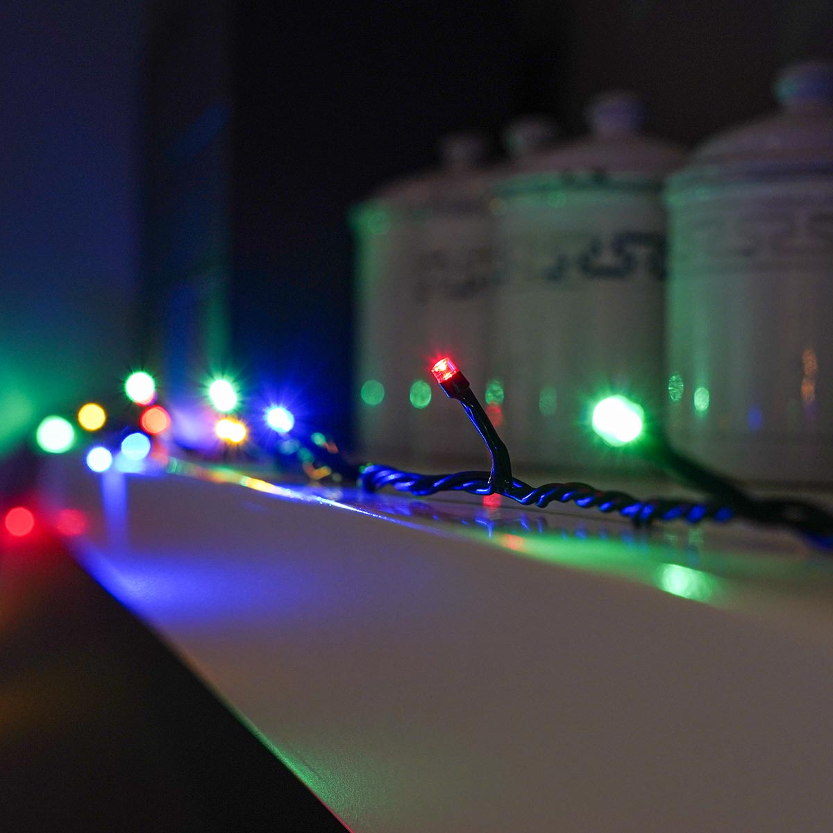 ConnectGo® Outdoor LED Fairy Lights, Connectable, Dark Green Cable