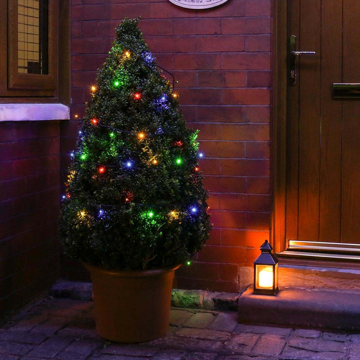 ConnectGo® Outdoor LED Fairy Lights, Connectable, Dark Green Cable