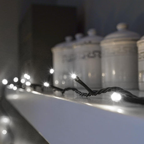 ConnectGo® Outdoor LED Fairy Lights, Connectable, Dark Green Cable