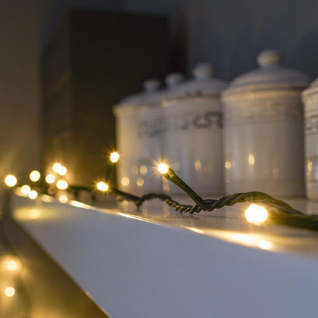 ConnectGo® Outdoor LED Fairy Lights, Connectable, Dark Green Cable