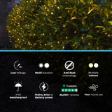 ConnectGo® 2m x 2m Connectable Net Lights, Dark Green Cable