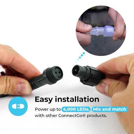 ConnectGo® 2m x 2m Connectable Net Lights, Dark Green Cable