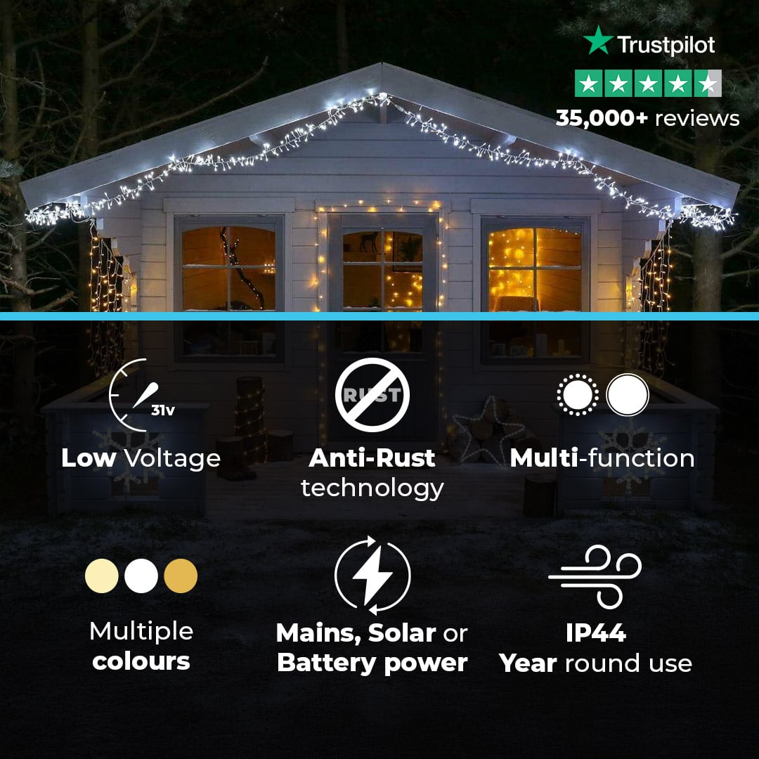 ConnectGo® Outdoor LED Cluster Lights, Connectable, Clear Cable