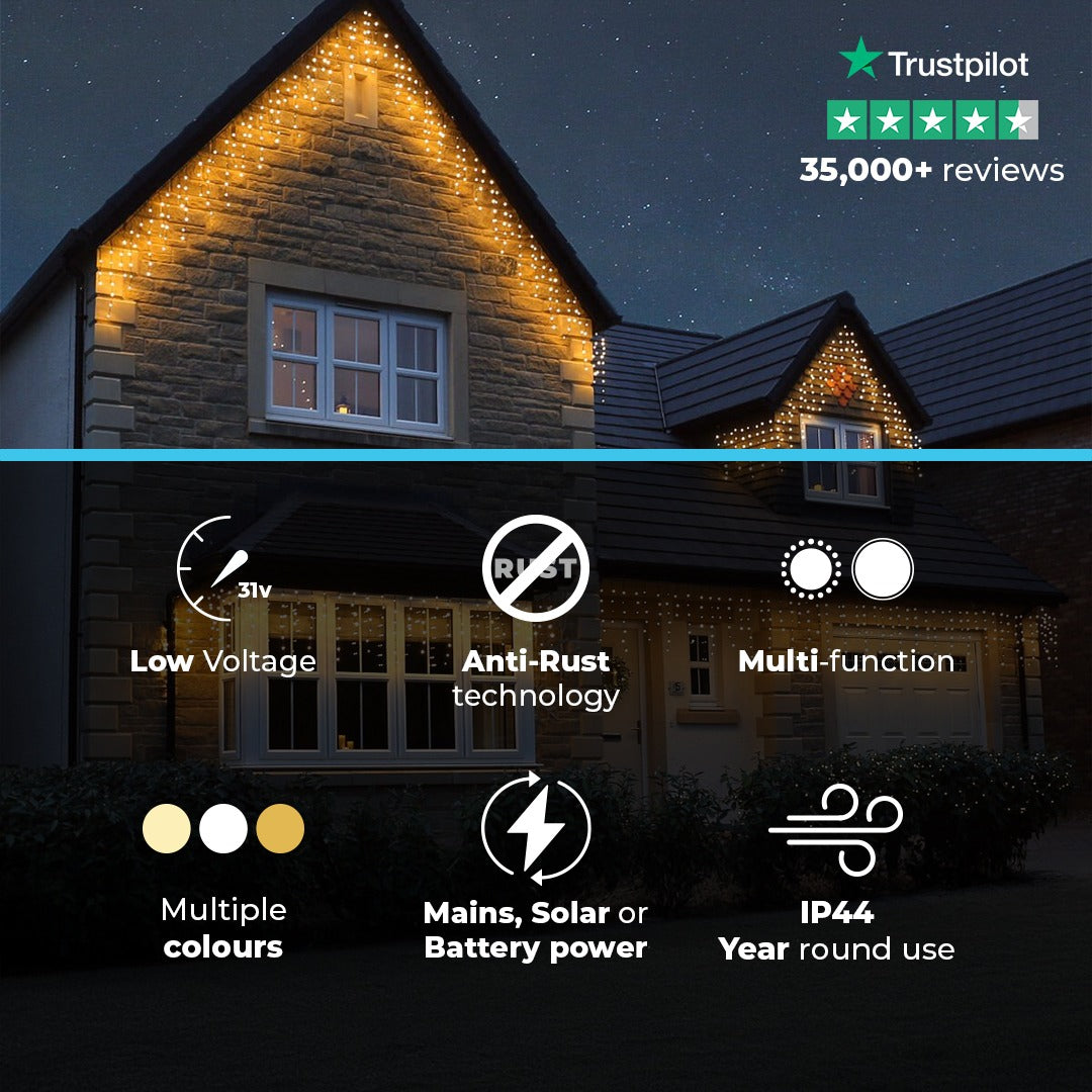 ConnectGo® Icicle Lights, Connectable, Black Cable