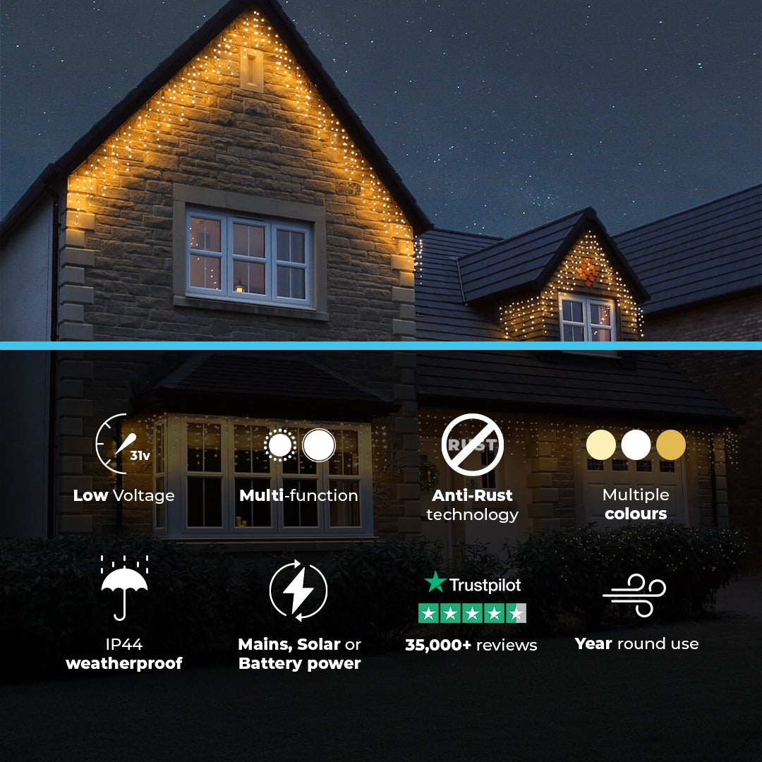 ConnectGo® Icicle Lights, Connectable, Black Cable