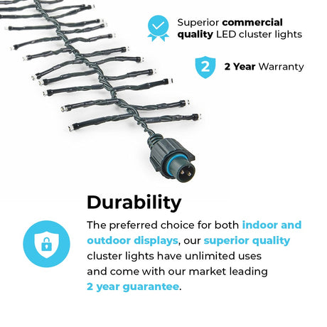 ConnectGo® Outdoor LED Cluster Lights, Connectable, Green Cable