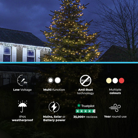 ConnectGo® Outdoor LED Berry Lights, Connectable, Dark Green Cable