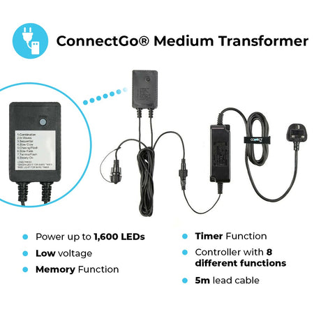 ConnectGo® Outdoor LED Berry Lights, Connectable, Dark Green Cable