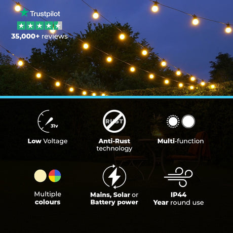 ConnectGo® Festoon Lights, Connectable, Frosted LED Bulbs