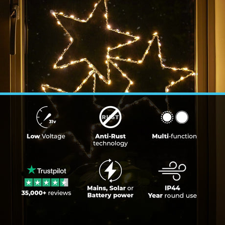 ConnectGo® 43cm Connectable Warm White LED Outdoor Wire Star Light