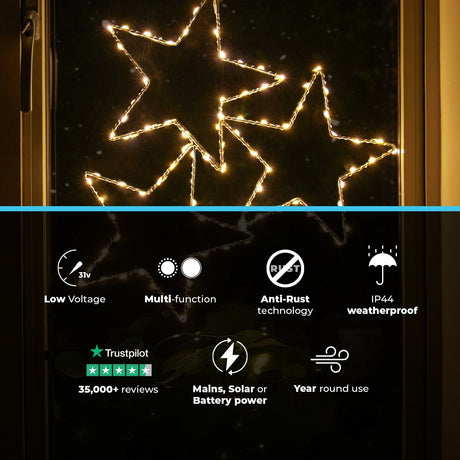 ConnectGo® 43cm Connectable Warm White LED Outdoor Wire Star Light