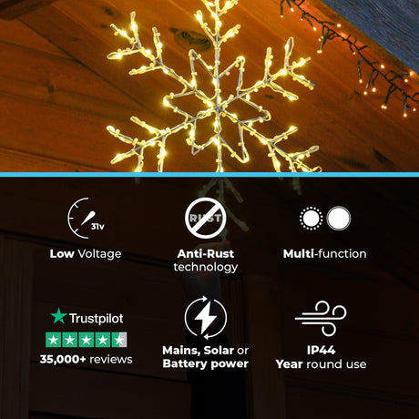 ConnectGo® Outdoor Wire Snowflake Christmas Silhouette, Connectable