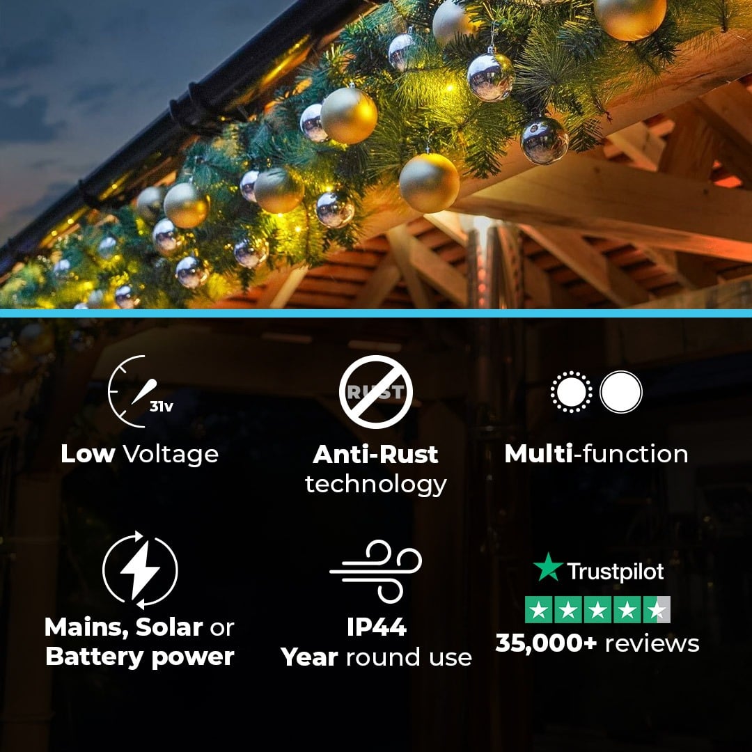 Outdoor ConnectGo® Christmas Garland with Baubles